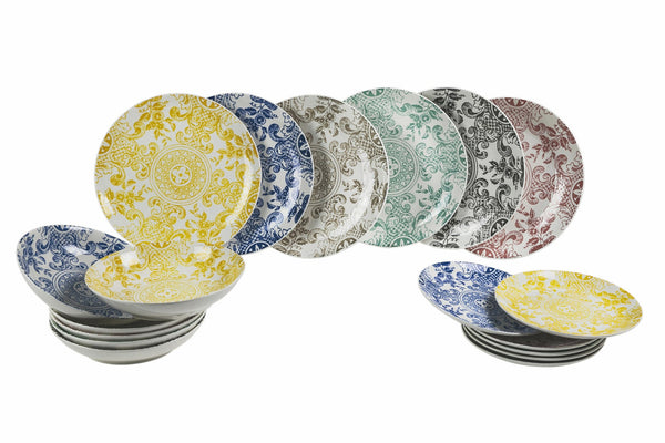 prezzo Servizio Piatti 18 Pezzi in Porcellana Multicolor Villa d'Este Home Tivoli Classic Nouveau
