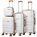 Set 4 Valigie Trolley da Viaggio con Beauty Rivestimento Rigido e Maniglia Telescopica in Polipropilene Bianco Perla      