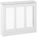 Copritermosifone a Doghe 90x18x84 cm in MDF e Acciaio Bianco