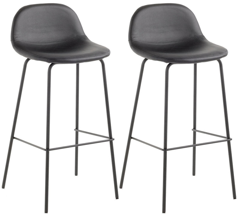 Set 2 Sgabelli 42x43x91,5 cm in Similpelle Nero