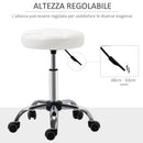 Set 2 Sgabelli Girevoli con Ruote Ø35.5x46-38 cm in Similpelle Bianco