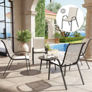 Set 4 Sedie da Giardino 54x71x93 cm Impilabili con Braccioli Curvi in Acciaio e Tessuto Traspirante Beige      