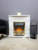 Camino Elettrico da Pavimento 88,3x95x30 cm Effetto Fiamma 2000W Classic & Galileo Silver Bianco