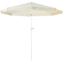 Ombrellone da Giardino 260x240 cm a Manovella Inclinabile con Frange in Poliestere e Metallo Bianco 