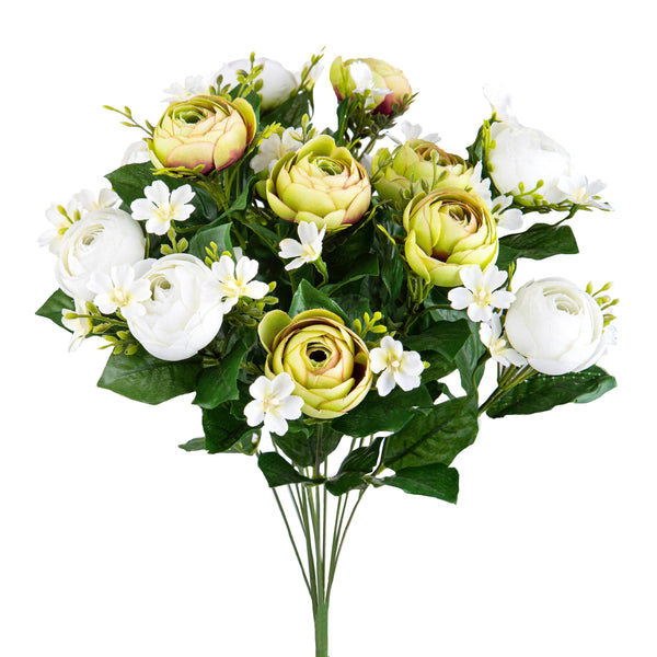 Set 2 Bouquet Artificiale di Ranuncoli Composto da 13 Fiori Altezza 44 cm Verde acquista