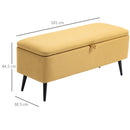 Panca Fondo Letto Contenitore 101x38,5x44,5 cm Rivestimento in Poliestere Giallo   