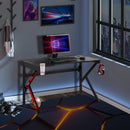 Scrivania Gaming 120x60x73 cm  in MDF e Metallo Nero