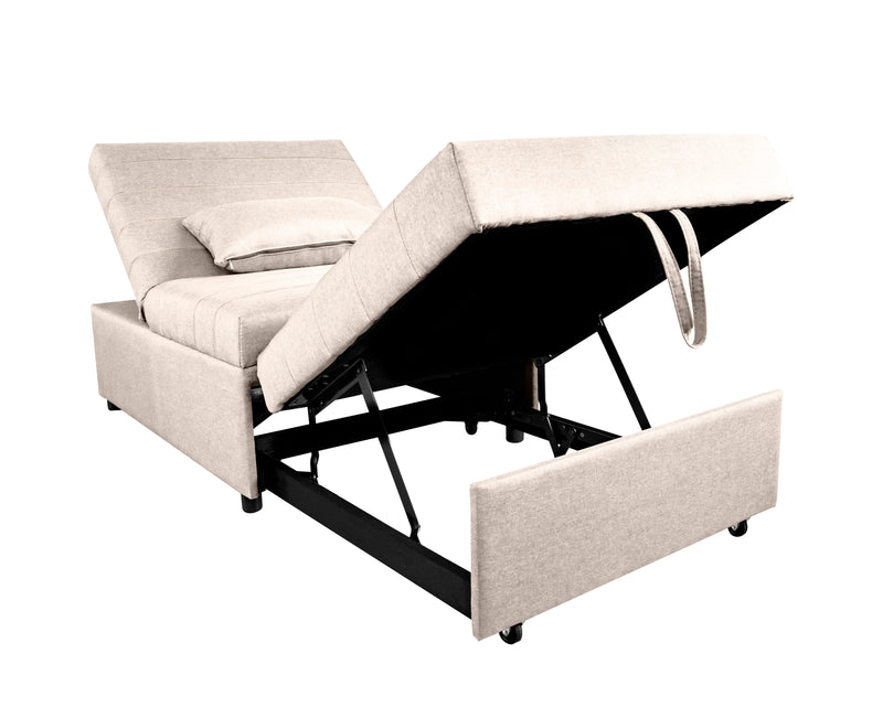 Poltrona Letto Singolo Trasformabile 80x113x45 cm in Tessuto Beige