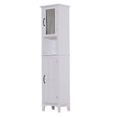 Mobile a Colonna da Bagno Salvaspazio con Specchio in Legno Bianco 40x30x170 cm 