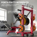 Stazione Fitness Leg Press Machine Macchina Regolabile per Gambe e Squat con Ruote Rosso      