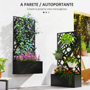 Fioriera Rettangolare con Traliccio per Piante Rampicanti 61x23x113 cm da Terra e Parete Nero  