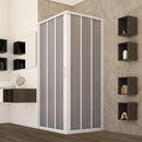 Box Doccia Angolare 2 Ante a Soffietto in PVC Apertura Centrale H185 cm Dorini Bianco Varie Misure