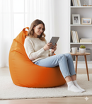 Poltrona a Sacco Pouf in Similpelle Arancio Avalli