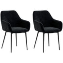 Set 2 Sedie Moderne con Braccioli 54x57x80 cm in Tessuto Effetto Velluto Nero  