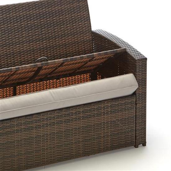 Set Salotto da Giardino in PVC Rattan Divano 2 Posti 2 Poltrone e Tavolino Taddei Syrma Marrone