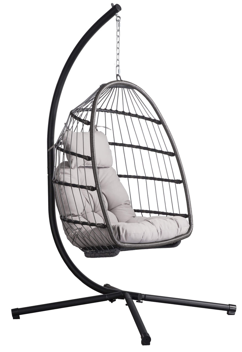 Amaca Dondolina da Giardino 113x101x197 cm in Acciaio e Poliestere Grigio