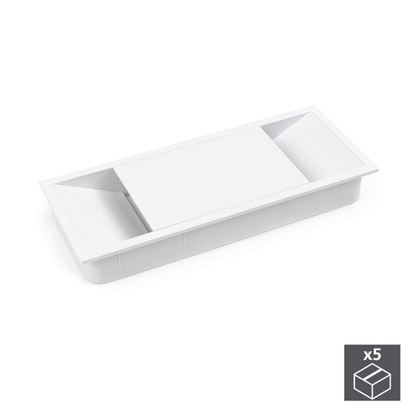 sconto Passacavi da Tavolo Rettangolare 152 x 61 mm da Incasso Plastica Bianco 5 Pezzi Emuca
