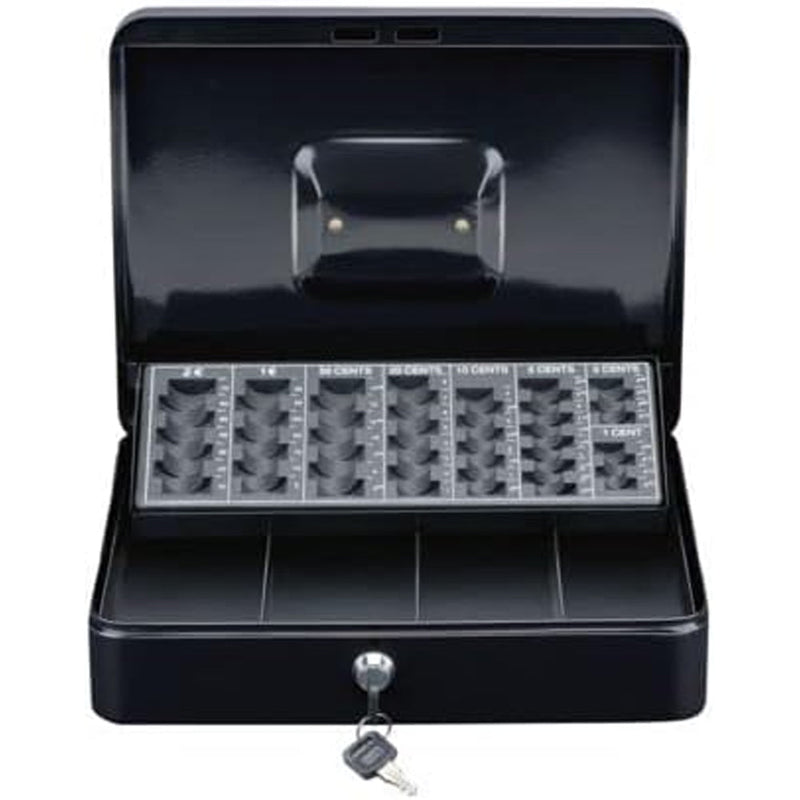 Cassettina Portavalori Nera a 4 Scomparti con Raccoglitore di Monete con 2 Chiavi Black & Decker