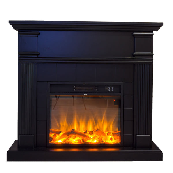 acquista Camino Elettrico da Pavimento 114x102,3x28,2 cm Effetto Fiamma 1500W Sined Caldera Nero