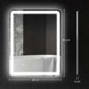 Specchio Bagno 60x80 cm LED Touch con Luce Dimmerabile a 3 Temperature e Antiappannamento       