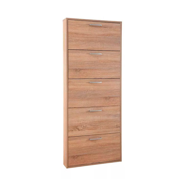 online Scarpiera Salvaspazio 5 Ante 15 Paia 65x15x164 cm in Truciolare Nobilitato Rovere Sonoma