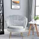 Poltrona a Conchiglia 78x73x78 cm in Velluto Vintage Piedi Oro Sofia Grigio