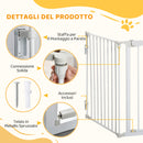 Cancelletto per Cani con Chiusura Automatica 180x3x74,5 cm in Metallo e Plastica Bianco      