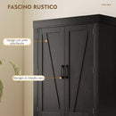 Dispensa Cucina Stile Country 76x39,5x183,5 cm con 2 Armadietti 6 Ripiani e Cassetto in Truciolato e MDF Nero      