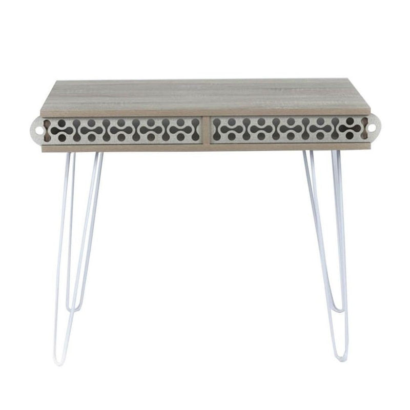 Scrivania Ilia 96x51x75 cm piedi in metallo bianco e piano rovere