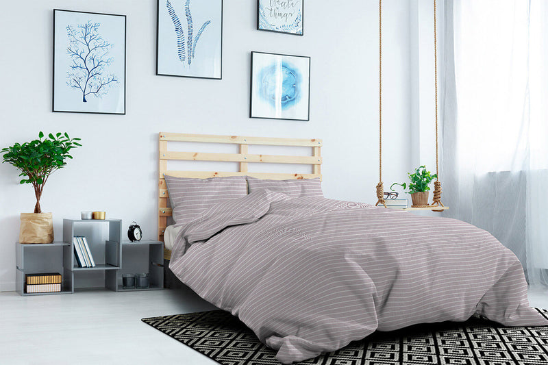 Copripiumino Matrimoniale con Federe Stampato in Puro Cotone Division Rosa