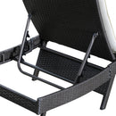 Lettino Chaise Longue da Giardino in Rattan Sintetico con Cuscino Caffè Scuro 