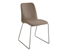 Set di 4 Sedie Imbottite in Similpelle Tortora e Acciaio
