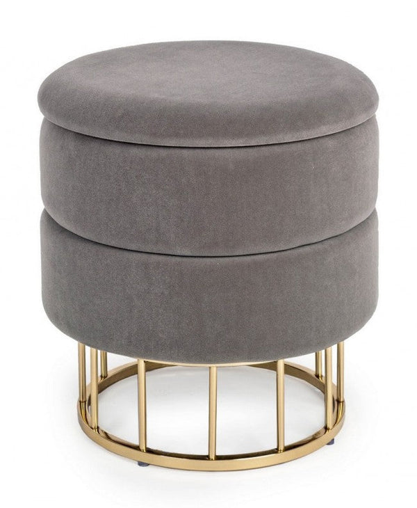 Sgabello Contenitore Pavlina Grigio Scuro Imbottito in Tessuto effetto Velluto sconto