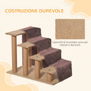 Scaletta per Cani a 4 Gradini 60x35x44 cm con Rivestimento Sfoderabile e Lavabile Marrone      