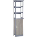Mobile a Colonna per Bagno 40x30x160 cm 3 Mensole 1 Anta Grigio