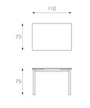 Tavolo Allungabile 110/170x75x75 cm in Metallo con Top in Vetro Bianco