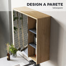 Specchio da Bagno Contenitore con 2 Ante 60x20x60 cm con Specchio e Scomparto Aperto Naturale      