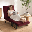 Poltrona Letto Imbottita 3 in 1 63x73x81 cm con Schienale Reclinabile in 5 Posizioni e Cuscino in Velluto Rosso Vino      