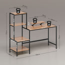 Scrivania per PC Reversibile 150x48x125cm con Supporto per Monitor e Scaffali Marrone   