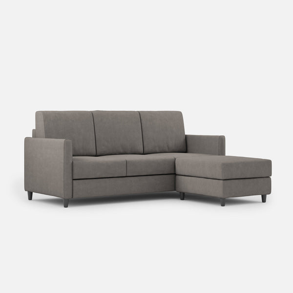 Divano 3 Posti con Pouf 198x155x85 cm Karay in Tessuto Grigio sconto