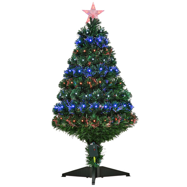 Albero di Natale Artificiale 90 cm 90 Rami con Luci LED e Fibre Ottiche Colorate Verde prezzo