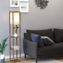 Lampada da Terra Attacco E27 Potenza 40W con Mensole in MDF Colore Legno  