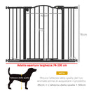 Cancellino per Cani Estensibile 74-100x78 cm in Metallo Nero