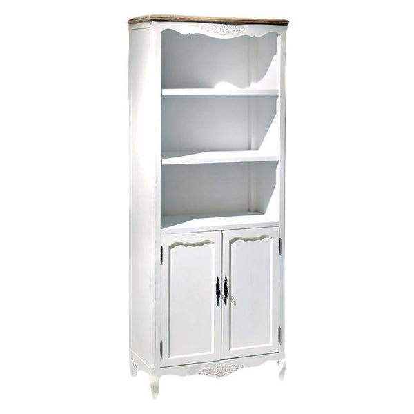 Libreria in Legno 3 Vani 2 Ante 75x38x185cm Country Bianca prezzo