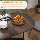 Tavolo Pieghevole Salvaspazio con 2 Ribalte Ovale 163x80x75 cm in Legno Marrone