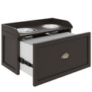 Ciotole per Cani Rialzate 60x30x36 cm in Acciaio Inox e Struttura in Legno con Cassetto Marrone   