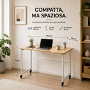 Tavolo Scrivania Pieghevole 100x50x75 cm con 4 Ruote con Freno in MDF e Ferro      