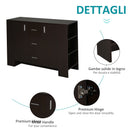 Credenza 2 Ante 3 Cassetti 3 Ripiani 120x38x84 cm in Legno  Marrone Scuro