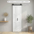 Porta Scorrevole a Soffietto 71,2x3,5x213,4 cm Stile Rustico Kit Montaggio con Maniglia in MDF Bianco Effetto Legno      
