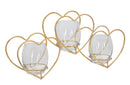 Portacandele Heart 37,5x9x19 cm in Ferro e Vetro Oro
